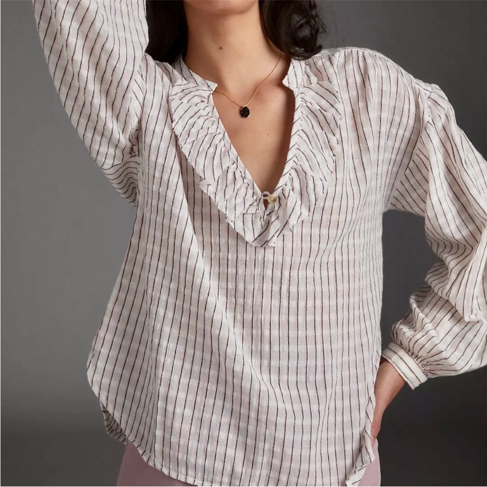 Anthropologie- Pilcro Brianna Ruffled Blouse